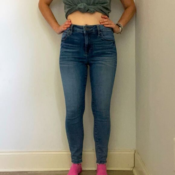Kut from the Kloth Donna High Rise Ankle Skinny Blue Jeans size 0 Denim Normcore - Picture 2 of 15